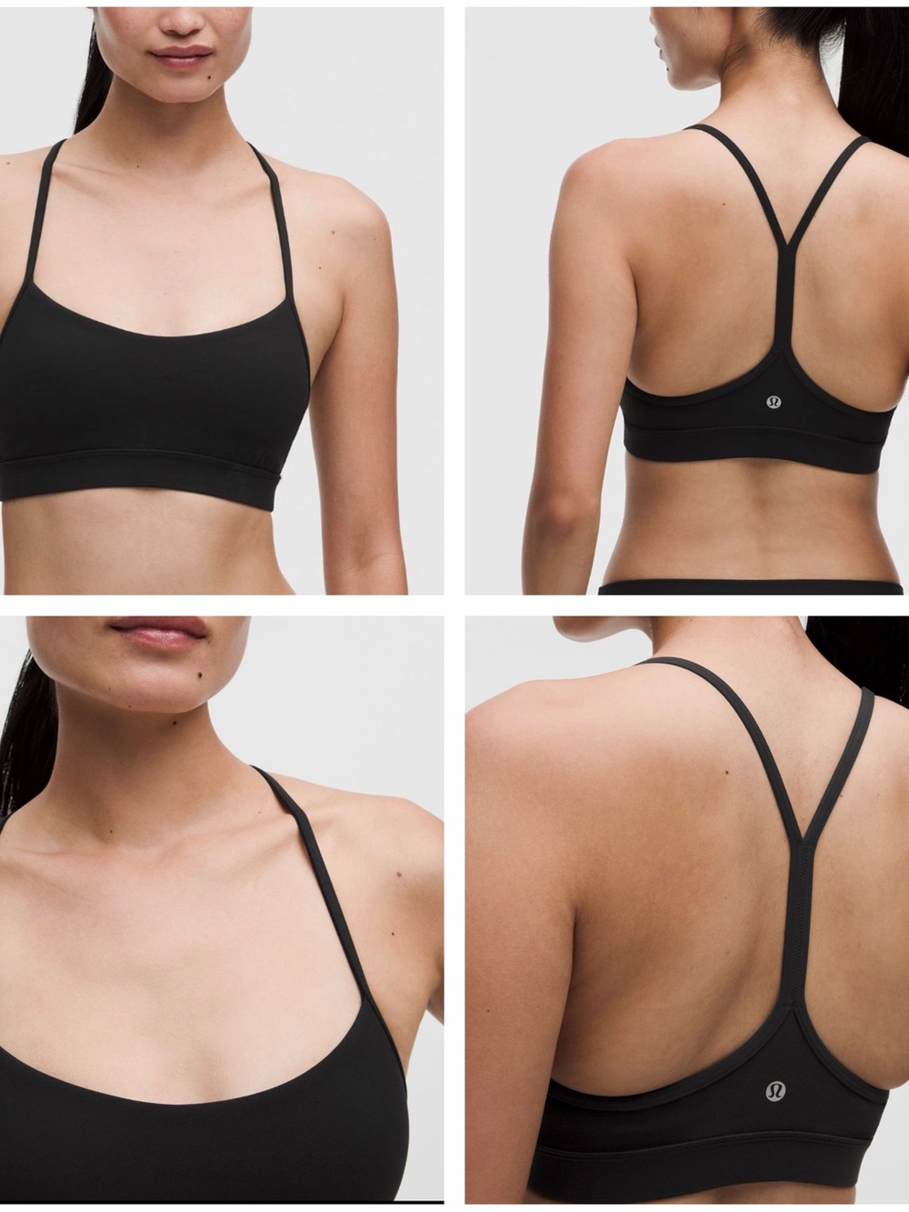 lululemon athletica Black Slim-Strap Light Support Sports Bra